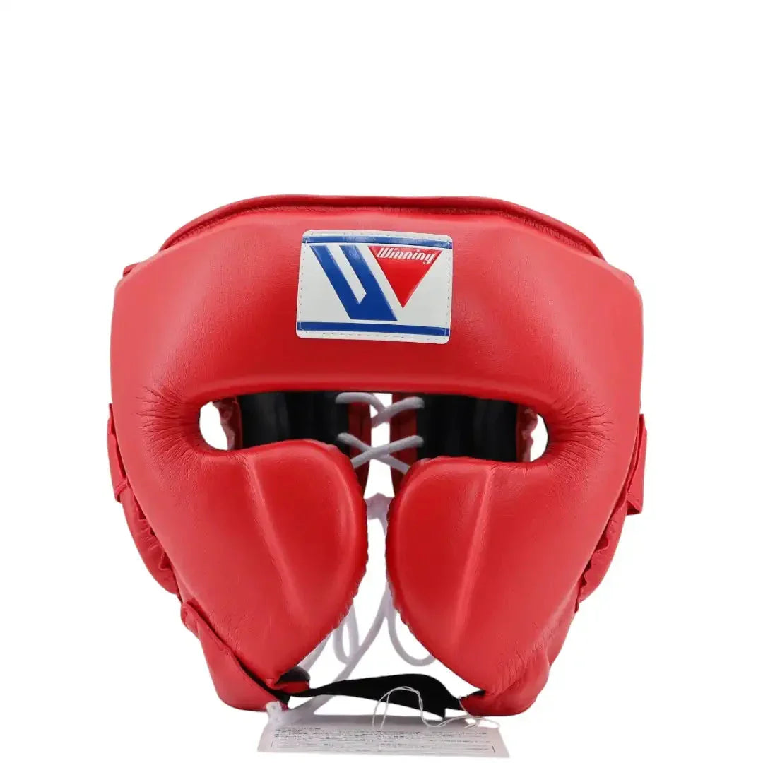 Custom Red Boxing Headguard Front View